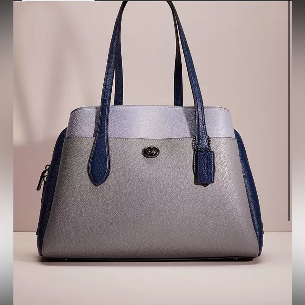 Coach Lora Caryall in Color Block Blue Grey Bag